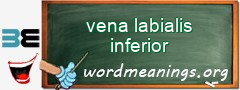 WordMeaning blackboard for vena labialis inferior